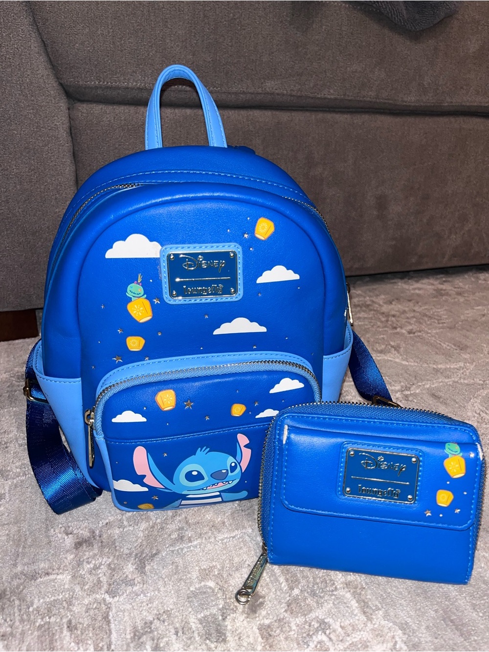 Disney Lilo & Stitch Blue lantern Backpack and Wallet Set